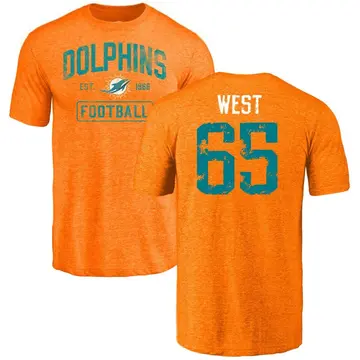 Men's Addison West Miami Dolphins Orange Distressed Name & Number Tri-Blend T-Shirt