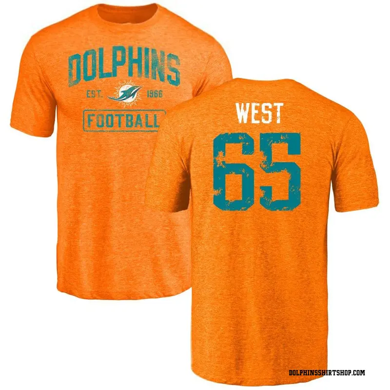 Men's Addison West Miami Dolphins Orange Distressed Name & Number Tri-Blend T-Shirt