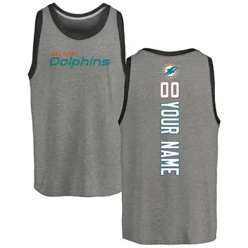 Men's Custom Miami Dolphins Custom Backer Tri-Blend Tank Top - Ash