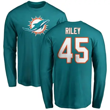 Men's Duke Riley Miami Dolphins Name & Number Logo Long Sleeve T-Shirt - Aqua