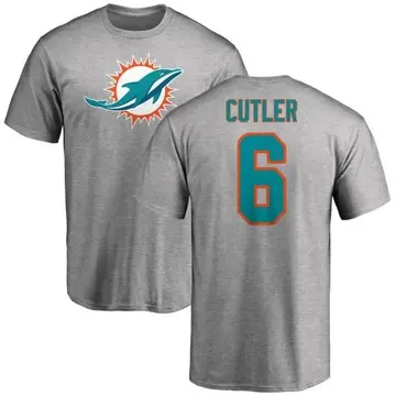 Men's Jay Cutler Miami Dolphins Name & Number Logo T-Shirt - Ash