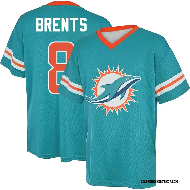 Men's JuJu Brents Miami Dolphins Aqua Name & Number Game Day V-Neck T-Shirt