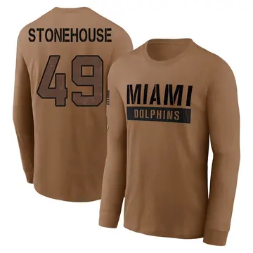 Men's Ryan Stonehouse Miami Dolphins Brown 2023 Salute To Service Long Sleeve T-Shirt