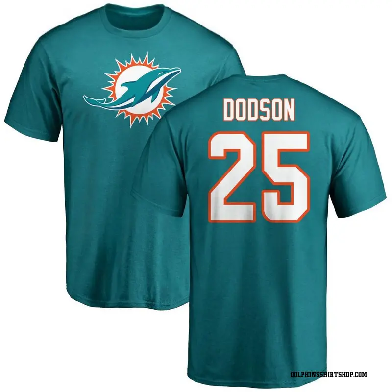 Men's Tyrel Dodson Miami Dolphins Name & Number Logo T-Shirt - Aqua