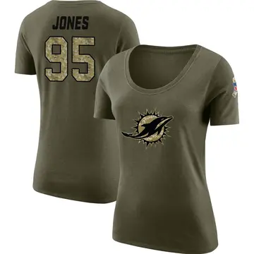 Women's Benito Jones Miami Dolphins Salute to Service Olive Legend Scoop Neck T-Shirt