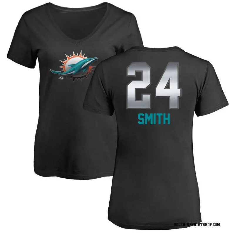 Women's Cam Smith Miami Dolphins Midnight Mascot T-Shirt - Black