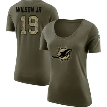 Women's Cedrick Wilson Jr. Miami Dolphins Salute to Service Olive Legend Scoop Neck T-Shirt