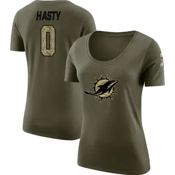 Women's JaMycal Hasty Miami Dolphins Salute to Service Olive Legend Scoop Neck T-Shirt