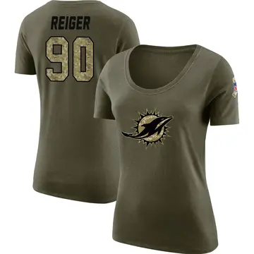 Women's Mason Reiger Miami Dolphins Salute to Service Olive Legend Scoop Neck T-Shirt