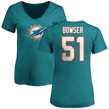 Women's Tyus Bowser Miami Dolphins Name & Number Logo Slim Fit T-Shirt - Aqua