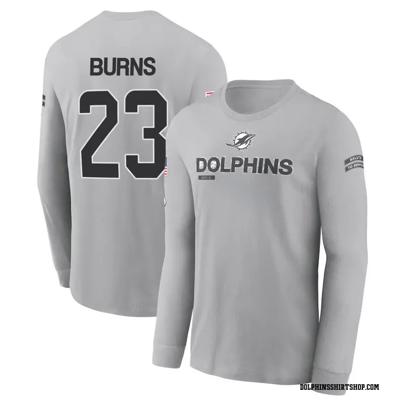 Youth Artie Burns Miami Dolphins Gray 2024 Salute to Service Long Sleeve T-Shirt