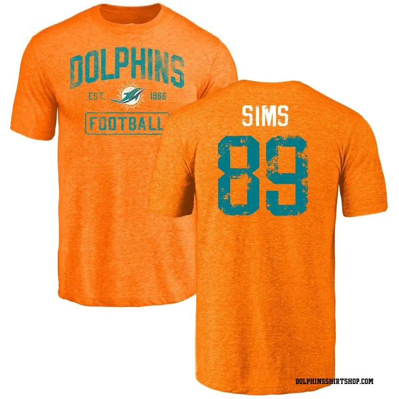 Youth Ben Sims Miami Dolphins Orange Distressed Name & Number Tri-Blend T-Shirt