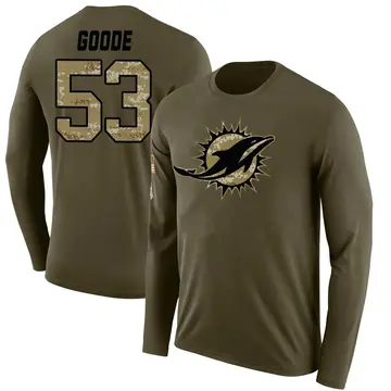 Youth Cameron Goode Miami Dolphins Salute to Service Sideline Olive Legend Long Sleeve T-Shirt
