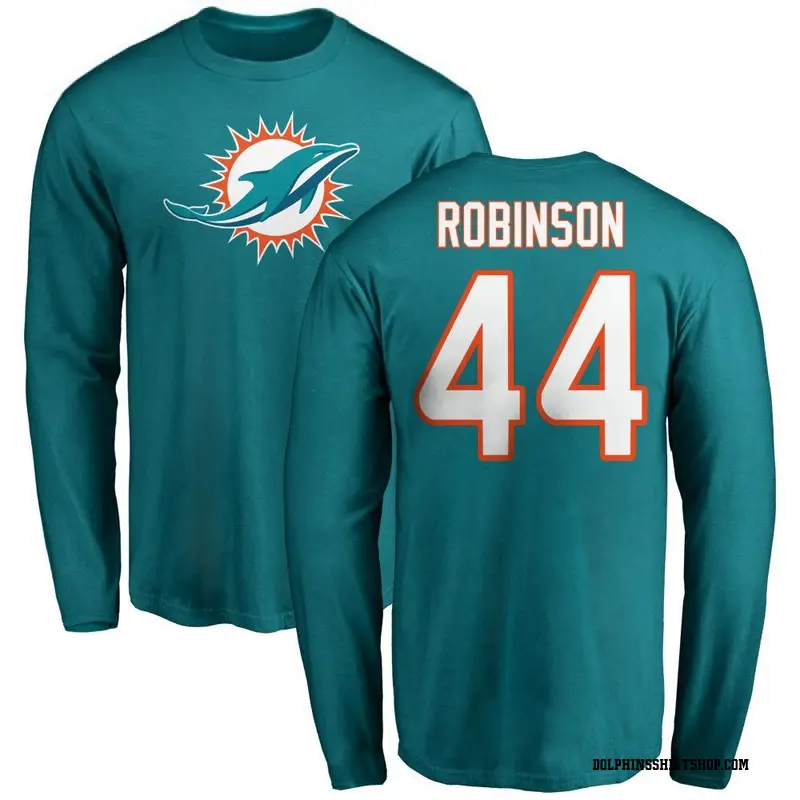 Youth Chop Robinson Miami Dolphins Name & Number Logo Long Sleeve T-Shirt - Aqua
