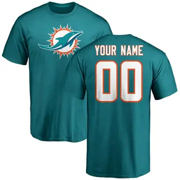 Youth Custom Miami Dolphins Name & Number Logo Custom T-Shirt - Aqua