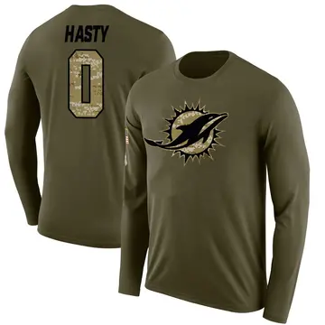 Youth JaMycal Hasty Miami Dolphins Salute to Service Sideline Olive Legend Long Sleeve T-Shirt