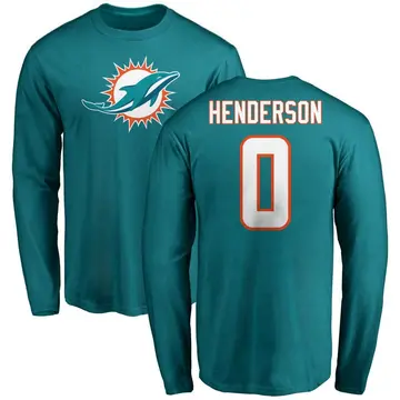 Youth Jack Henderson Miami Dolphins Name & Number Logo Long Sleeve T-Shirt - Aqua