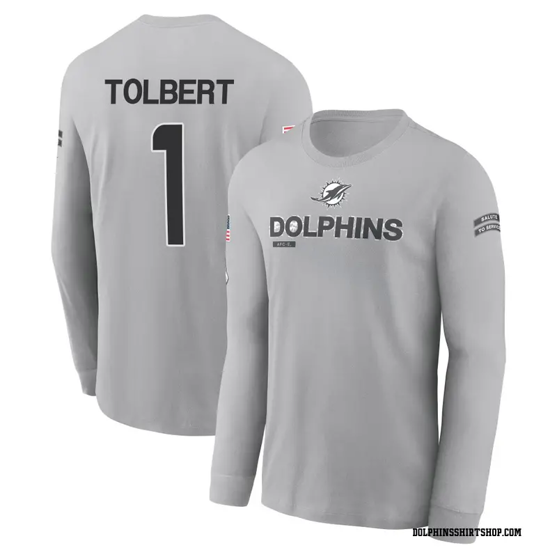 Youth Jalen Tolbert Miami Dolphins Gray 2024 Salute to Service Long Sleeve T-Shirt