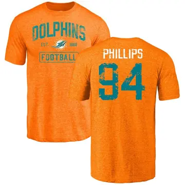 Youth Jordan Phillips Miami Dolphins Orange Distressed Name & Number Tri-Blend T-Shirt