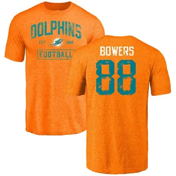 Youth Nick Bowers Miami Dolphins Orange Distressed Name & Number Tri-Blend T-Shirt